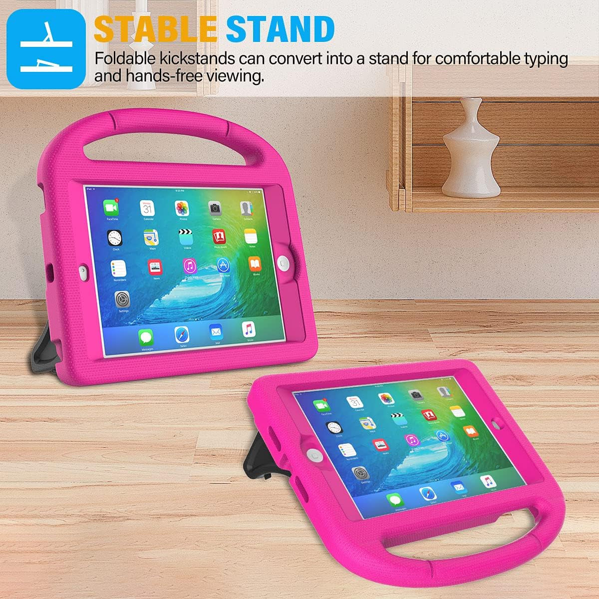 Kids Case for Ipad Mini 1/2/3 (7.9"), Built-In Screen Protector Durable Shockproof Protective Cover with Handle Stand for 7.9 Inch Apple Ipad Mini 1St/2Nd/3Rd Generation, Pink