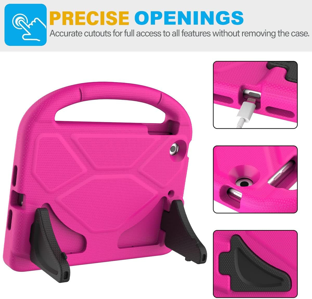 Kids Case for Ipad Mini 1/2/3 (7.9"), Built-In Screen Protector Durable Shockproof Protective Cover with Handle Stand for 7.9 Inch Apple Ipad Mini 1St/2Nd/3Rd Generation, Pink