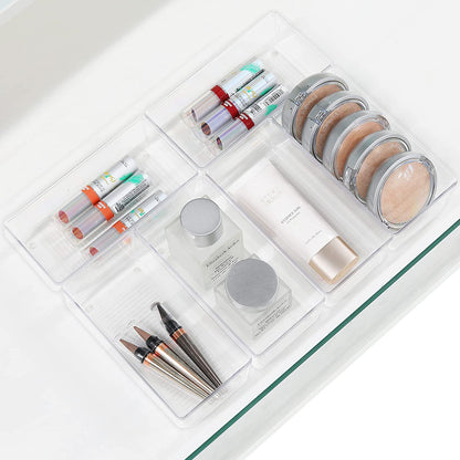 Clear Drawer Organizer for Office Bin Desk Storage, 3.25"X 6.25", 6 Packs