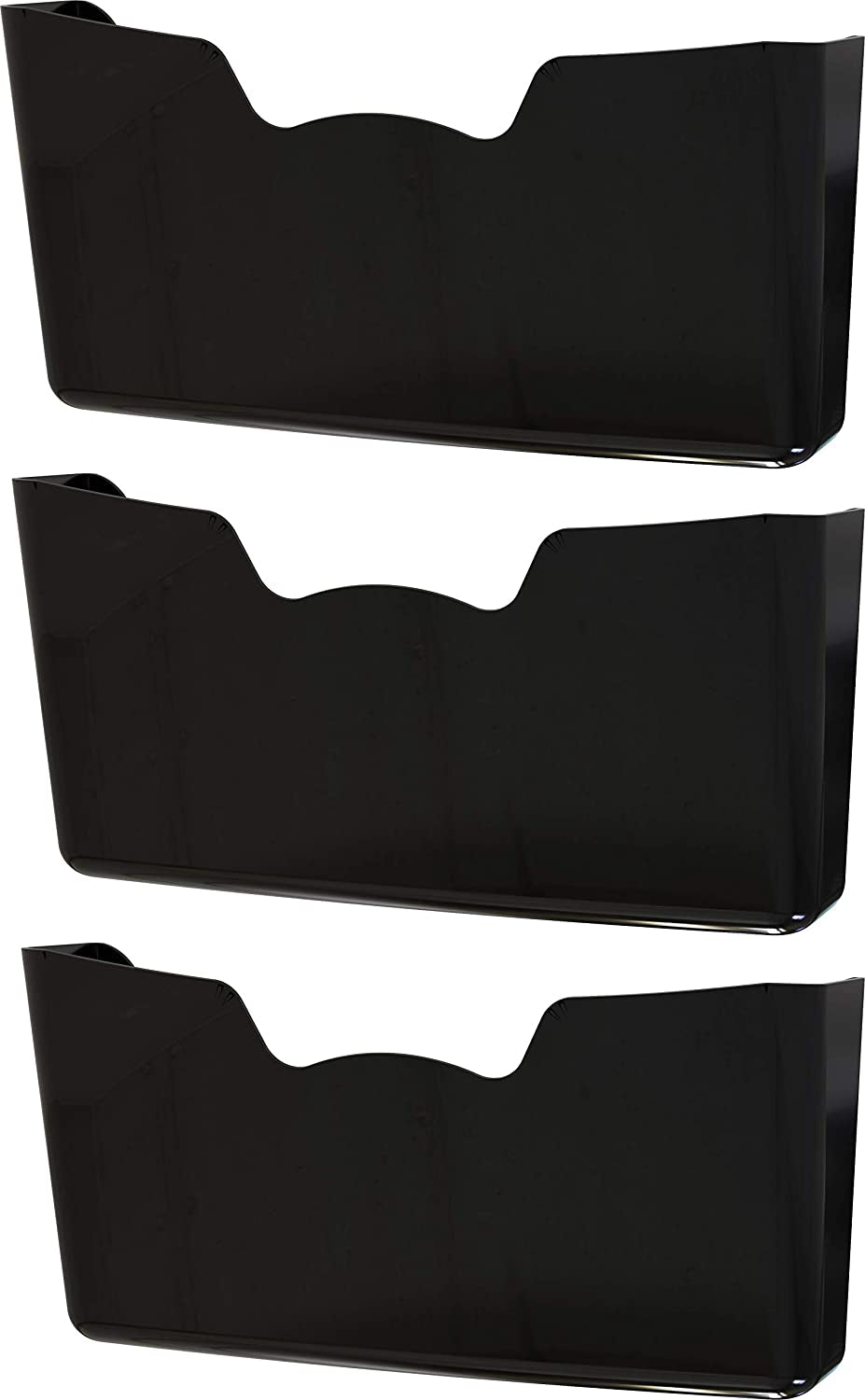 Single Pocket Wall Mount for Hanging File Holder, 3 Packs, Black