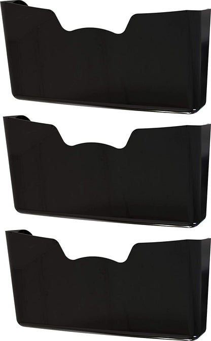 Single Pocket Wall Mount for Hanging File Holder, 3 Packs, Black