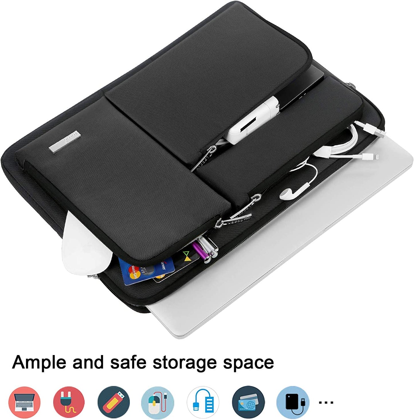 360° Protective Laptop Sleeve Case for 13 Inch New Macbook Air M4 A3240 2025, M3 A3113, M2 A2681, M1 A2337 | 13" Macbook Pro M2/M1 A2338 A2251 | 13" Ipad Air M3 / Ipad Pro M4 Computer Bag, Black