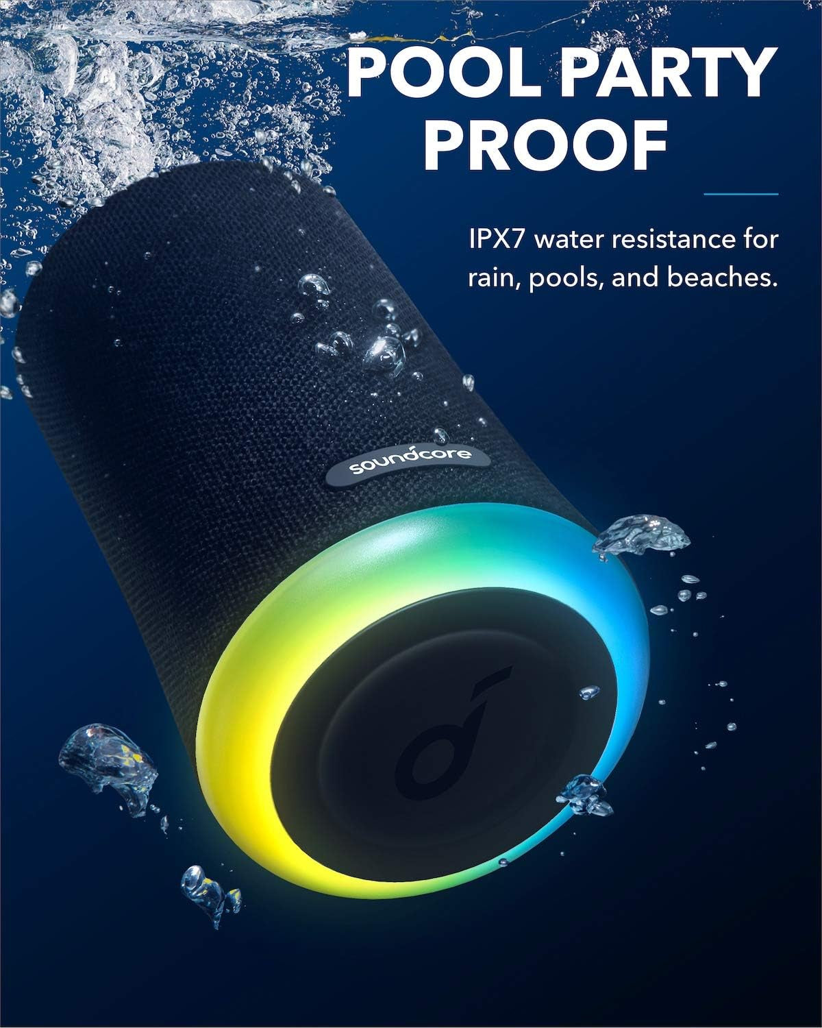 Flare Mini Bluetooth Speaker, Outdoor Bluetooth Speaker, IPX7 Waterproof for Outdoor Parties, LED Light Show with 360° Sound and Bassup Technology2