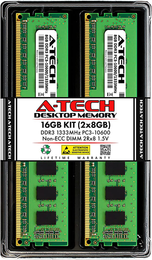RAM 16GB Kit (2X8Gb) DDR3 1333 Mhz PC3-10600 DIMM - Desktop Computer Memory - CL9 2Rx8 1.5V 240-Pin UDIMM Non-Ecc Unbuffered Upgrade Modules