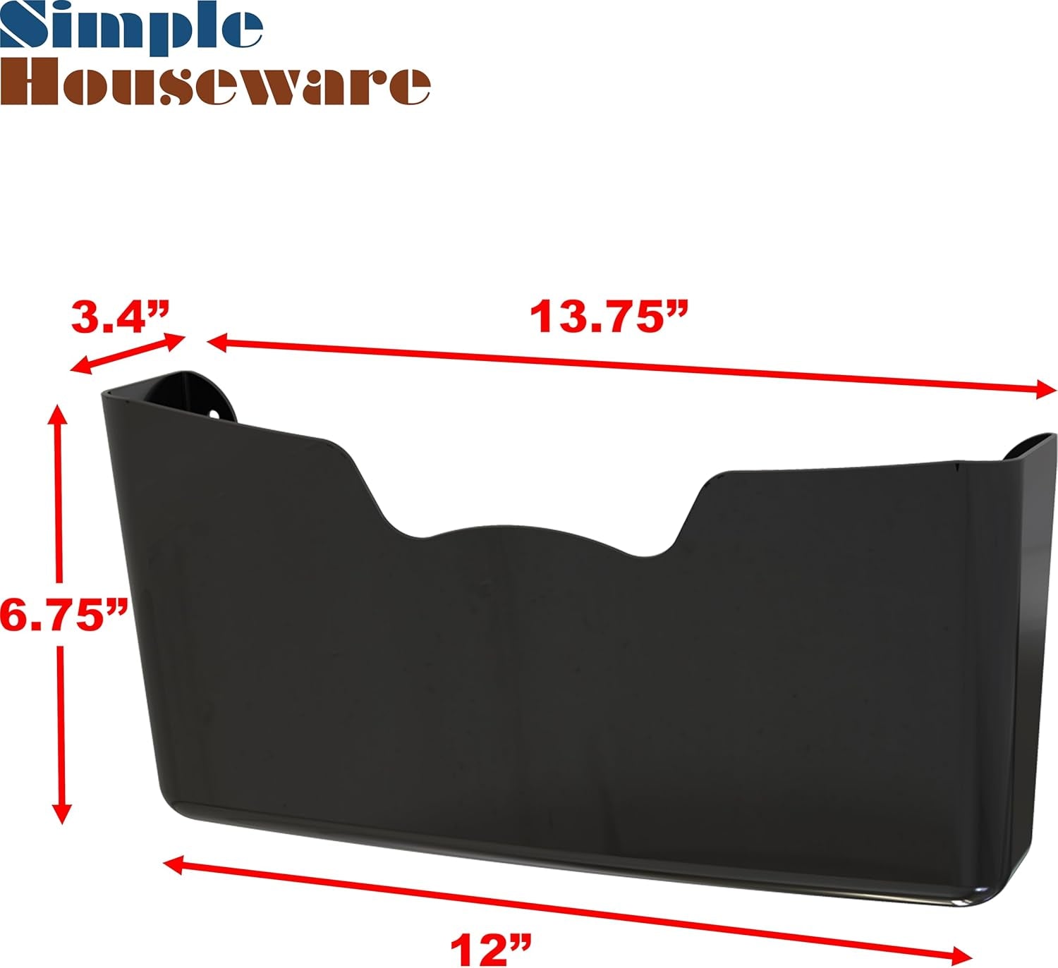 Single Pocket Wall Mount for Hanging File Holder, 3 Packs, Black