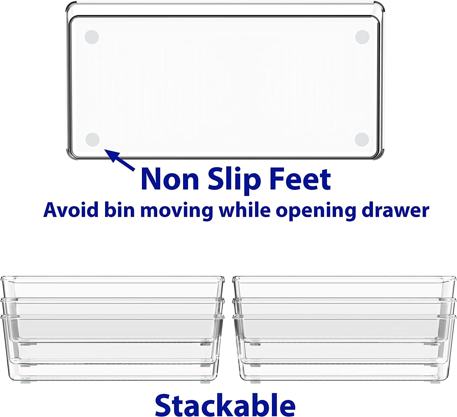 Clear Drawer Organizer for Office Bin Desk Storage, 3.25"X 6.25", 6 Packs