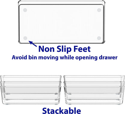 Clear Drawer Organizer for Office Bin Desk Storage, 3.25"X 6.25", 6 Packs