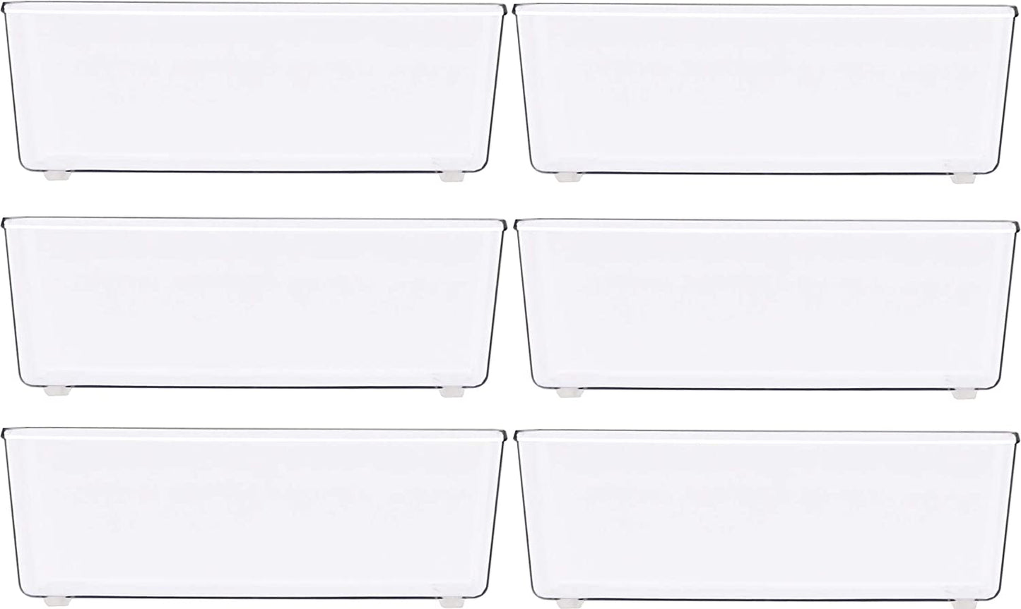 Clear Drawer Organizer for Office Bin Desk Storage, 3.25"X 6.25", 6 Packs