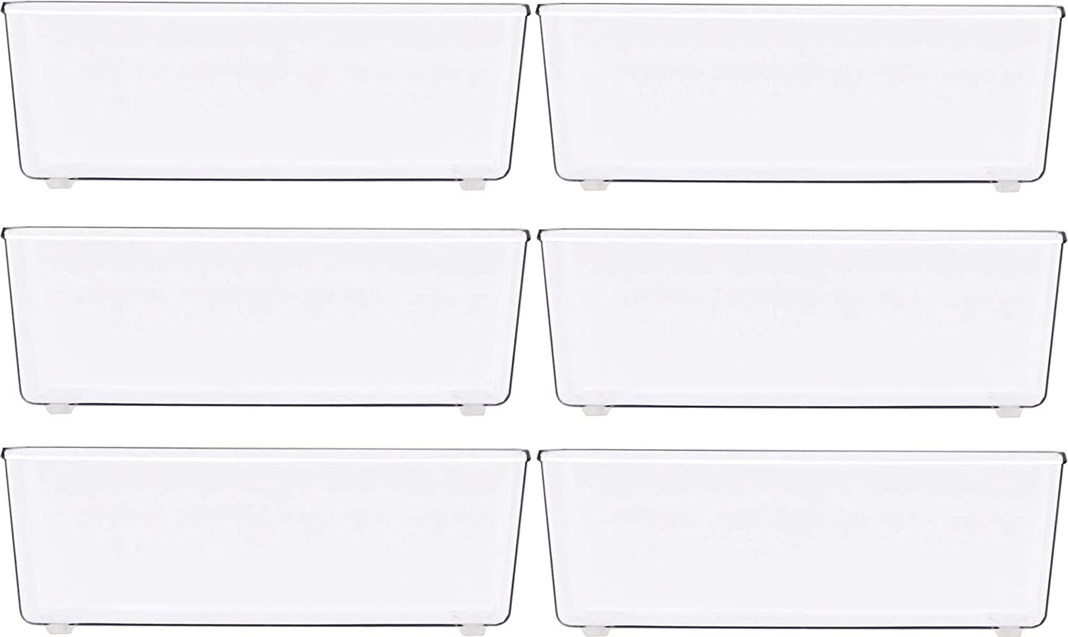 Clear Drawer Organizer for Office Bin Desk Storage, 3.25"X 6.25", 6 Packs