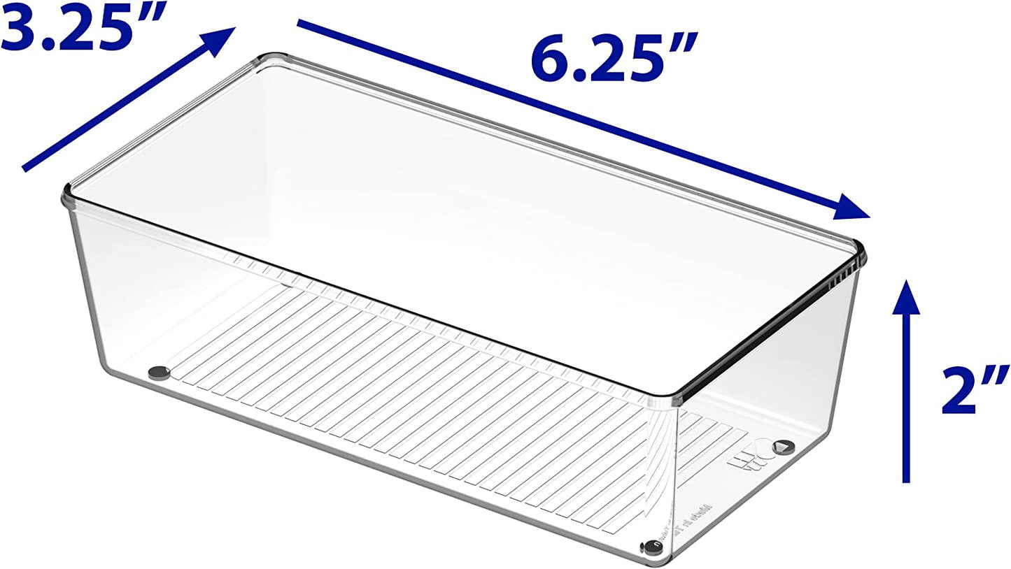 Clear Drawer Organizer for Office Bin Desk Storage, 3.25"X 6.25", 6 Packs
